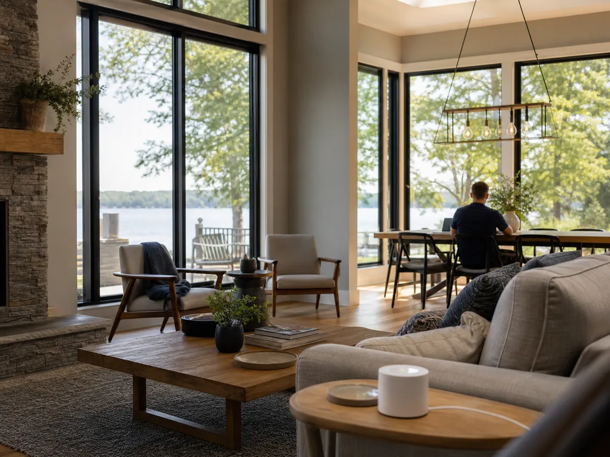 Whole-home Wi-Fi setup in a spacious Lake Angelus-style residence overlooking the water