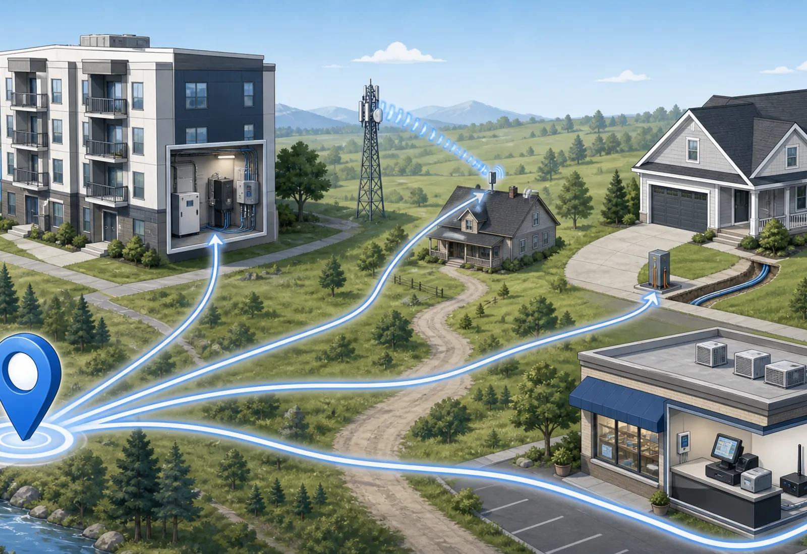 Internet availability considerations for apartments, new homes, rural properties, and businesses